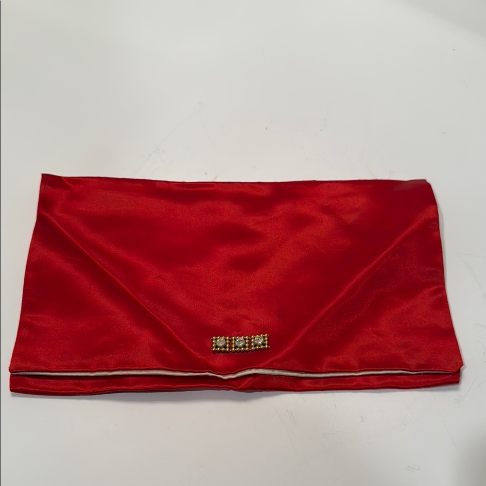 Dior Red and Cream Satin Clutch